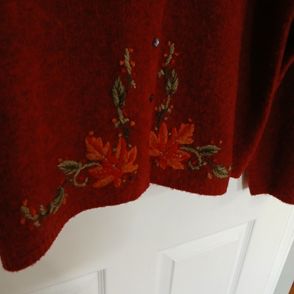 Marisa Christina Wool Blend Fall Embroidered Button Front Cardigan Size L - Picture 4 of 9